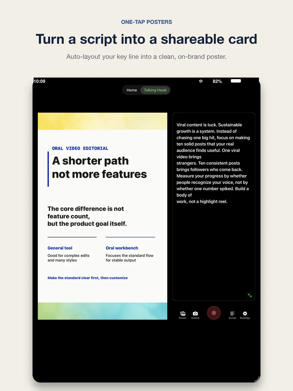 AI Teleprompter display settings on iPad