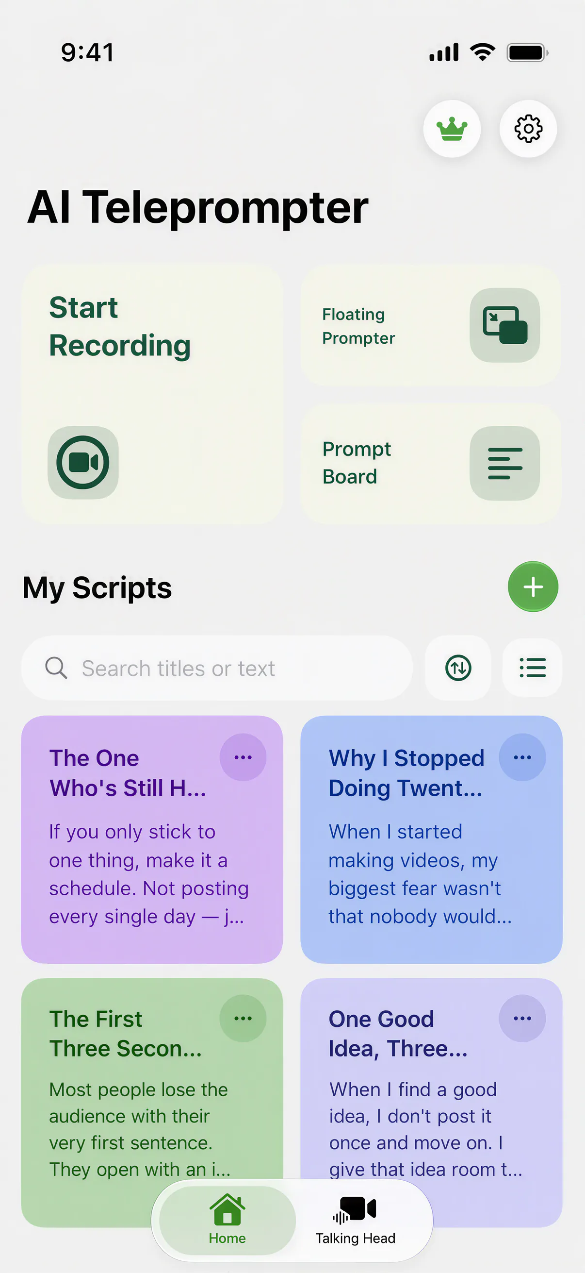 Organize scripts by color in AI Teleprompter